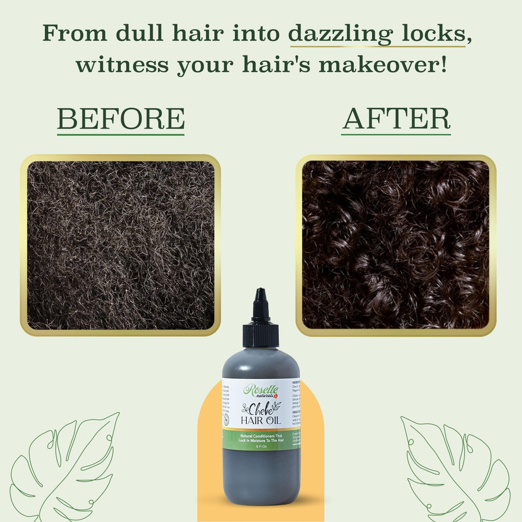 Roselle Naturals Chadian Hair Oil for Growth — 8 oz, USA Made with Chebe Powder