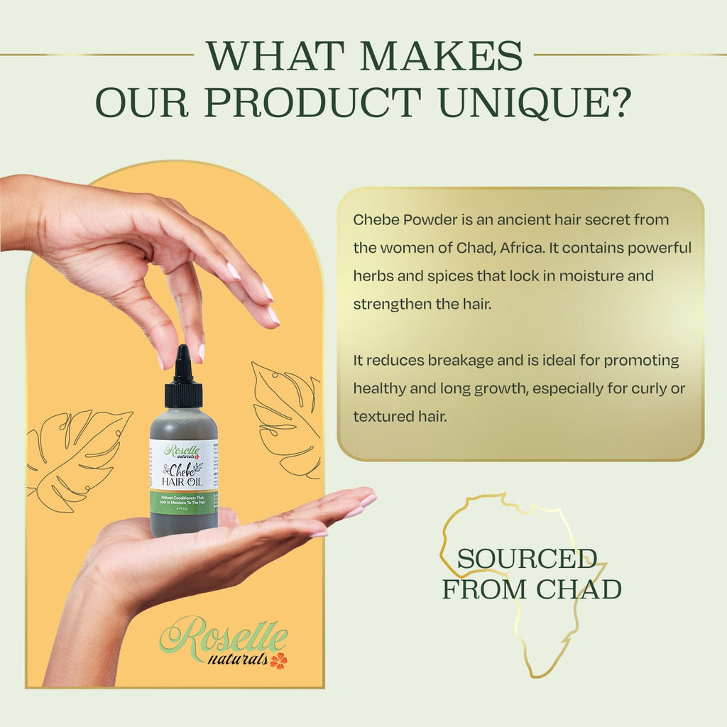 Roselle Naturals Chebe Oil for Hair Growth — USA Made, 4 Fl Oz | For Black Women