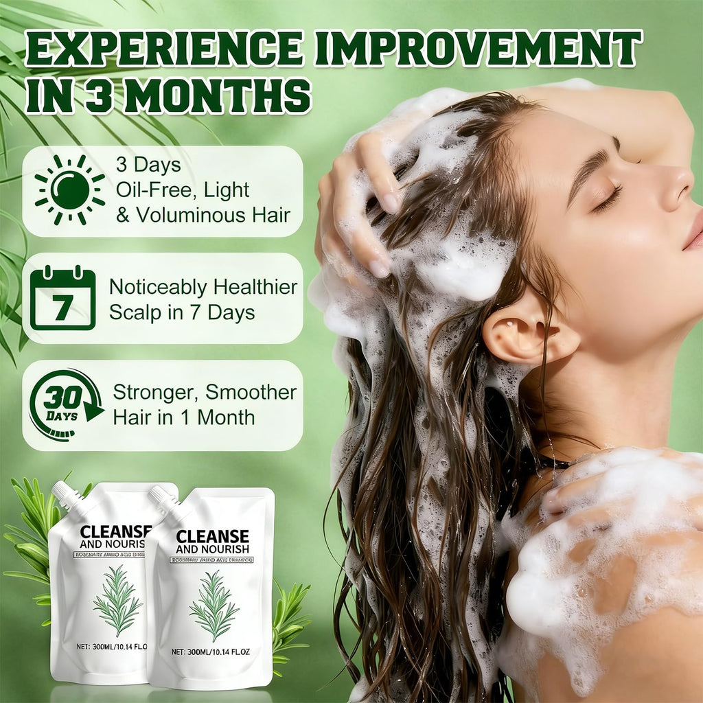 Rosemary Amino Acid Shampoo 300ml x 2 | Strengthen & Thicken Hair for Men & Women