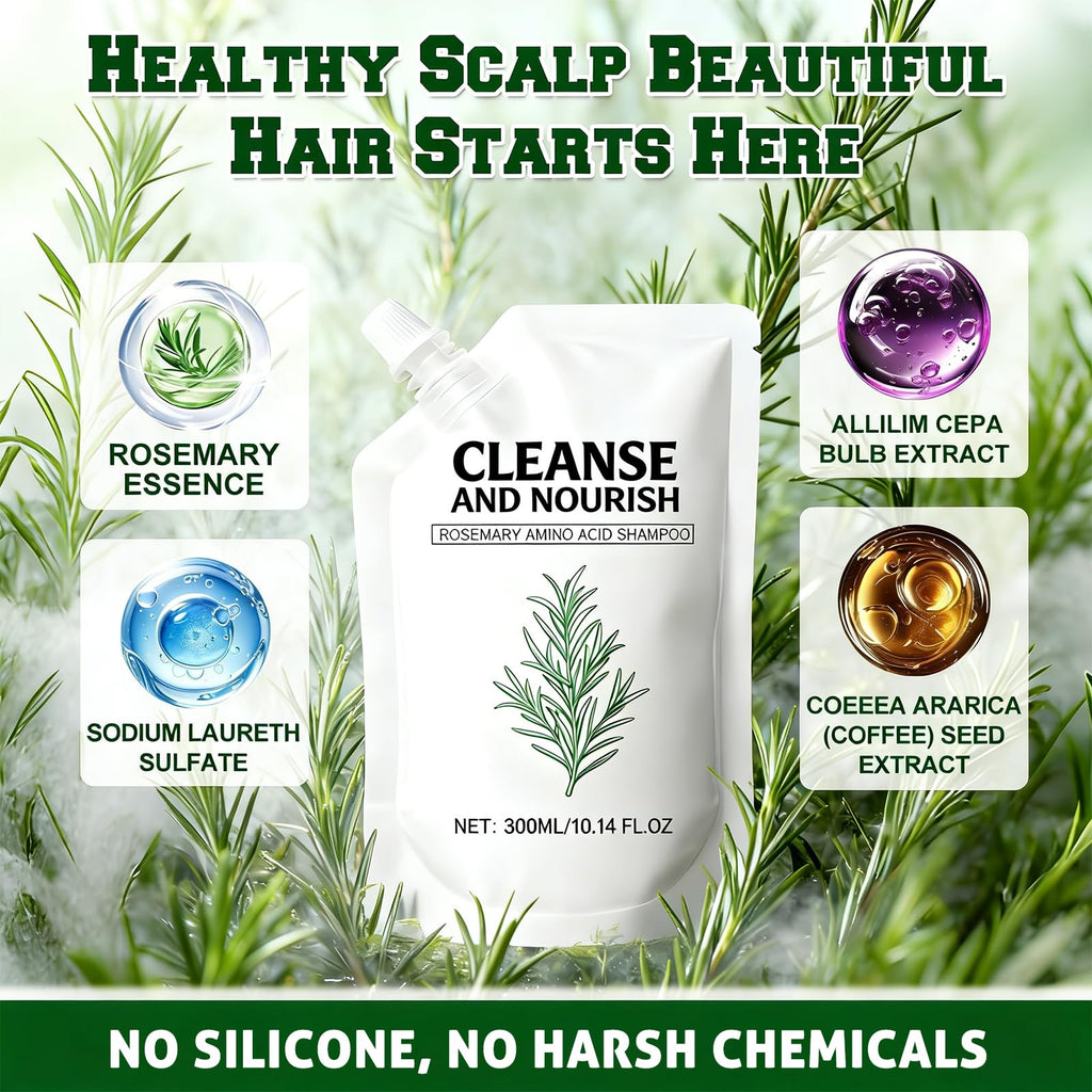 Rosemary Amino Acid Shampoo 300ml x 2 | Strengthen & Thicken Hair for Men & Women