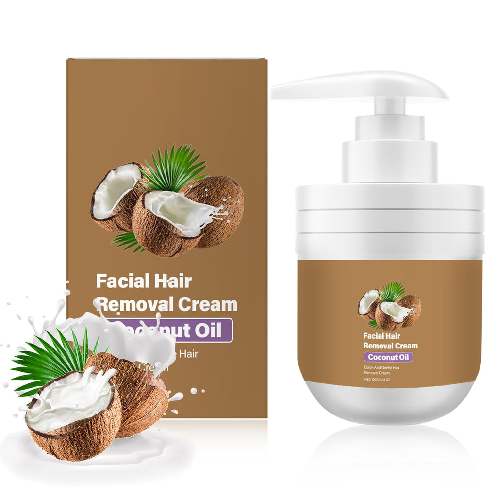 ROSINO Coconut Oil Facial Hair Removal Cream for Women | Gentle, Natural Depilatory Cream