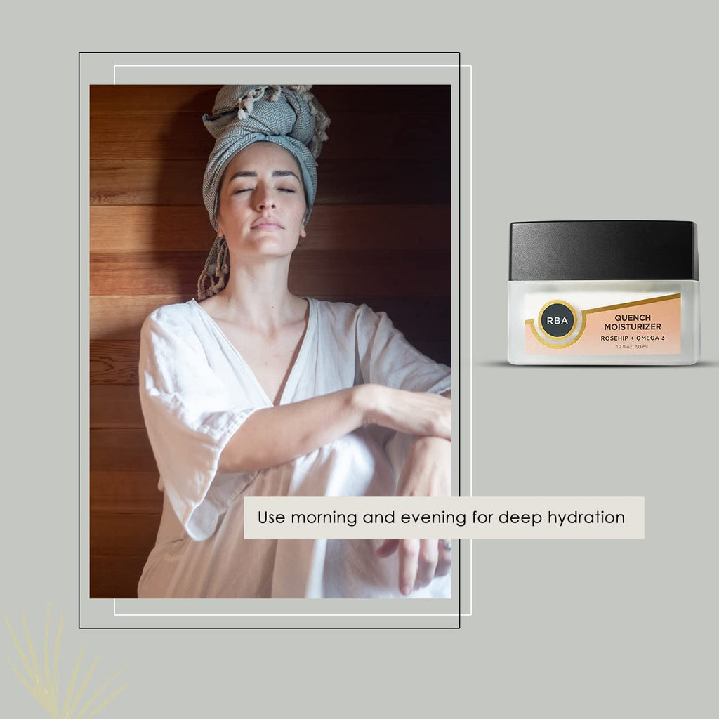 Round Barn Apothecary Quench Vegan Daily Face Moisturizer – Aloe Vera, Jojoba, Evening Primrose Oil – 1.7 oz