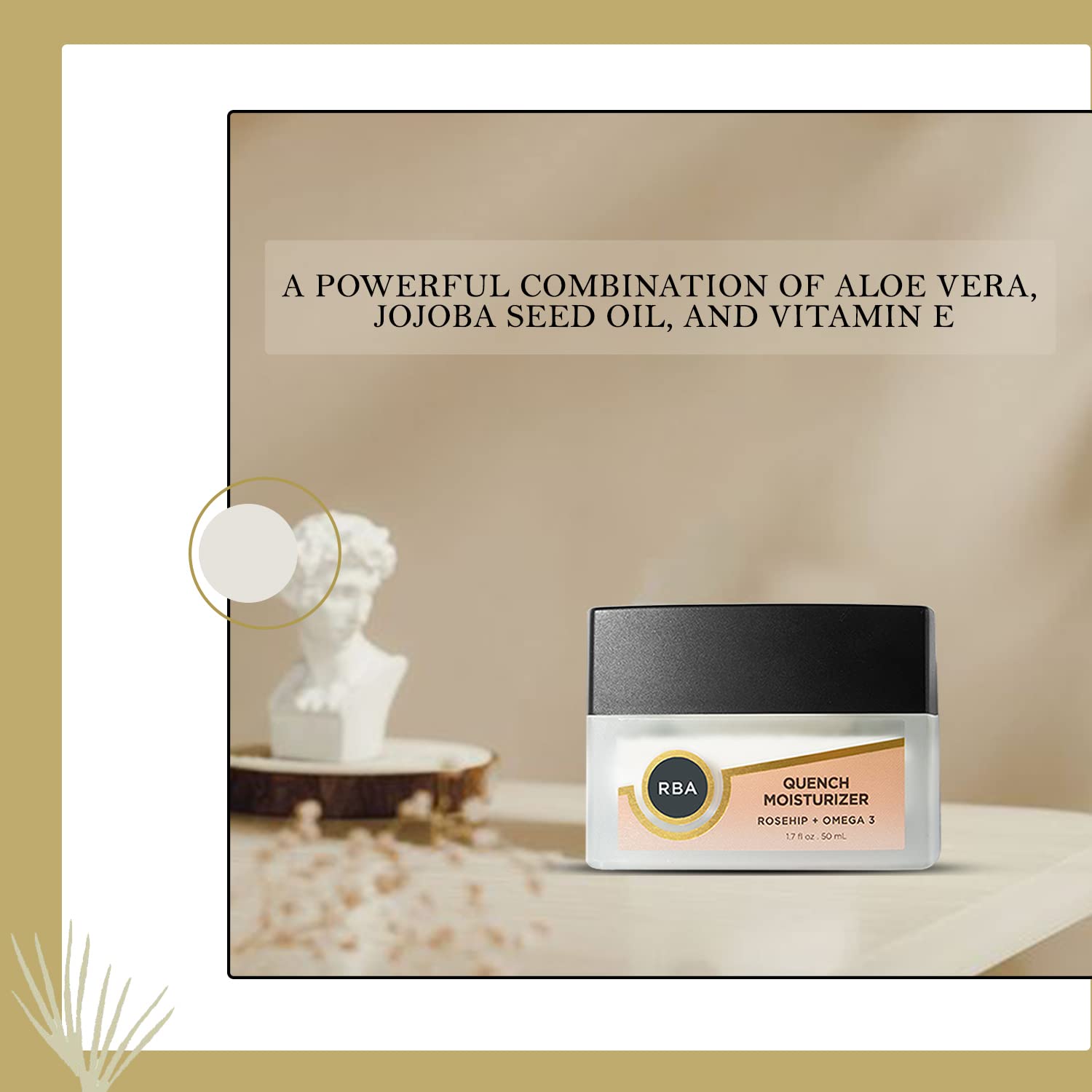 Round Barn Apothecary Quench Vegan Daily Face Moisturizer – Aloe Vera, Jojoba, Evening Primrose Oil – 1.7 oz