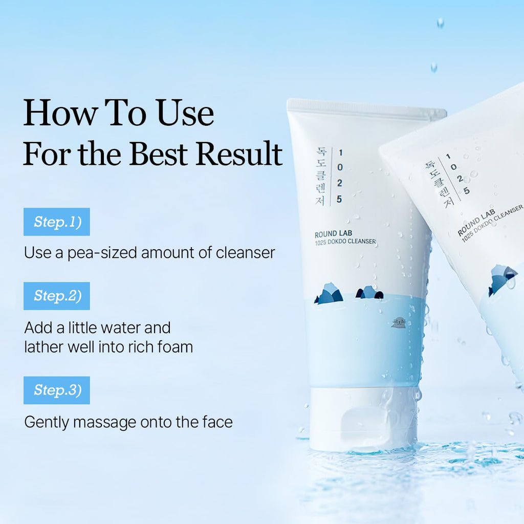 ROUND LAB 1025 Dokdo Cleanser – Low pH Face Cleanser for Sensitive Skin | Deep Sea Water Hydration