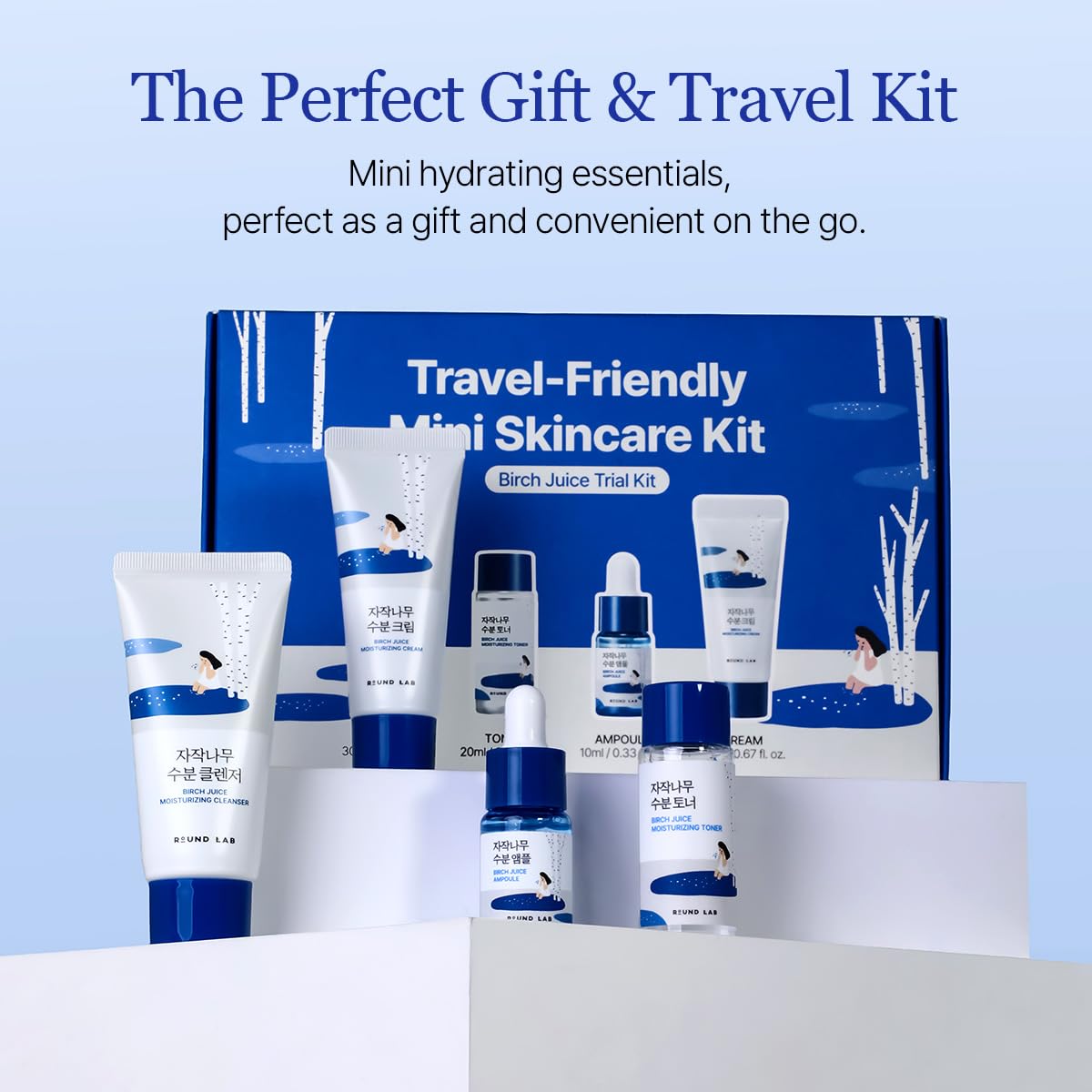 ROUND LAB Birch Juice Moisturizing Mini Kit – 4-Step Travel Skincare Set
