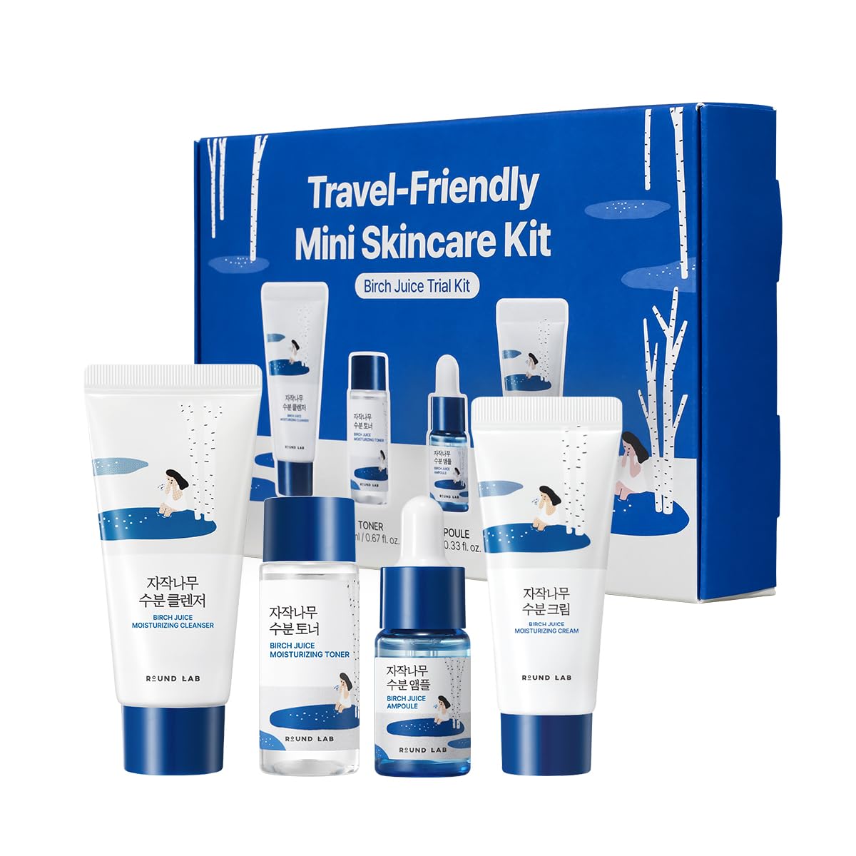ROUND LAB Birch Juice Moisturizing Mini Kit – 4-Step Travel Skincare Set