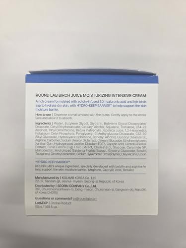 ROUND LAB Birch Juice Moisturizing Intensive Cream – Deep Hydration with Birch Sap & Hyaluronic Acid