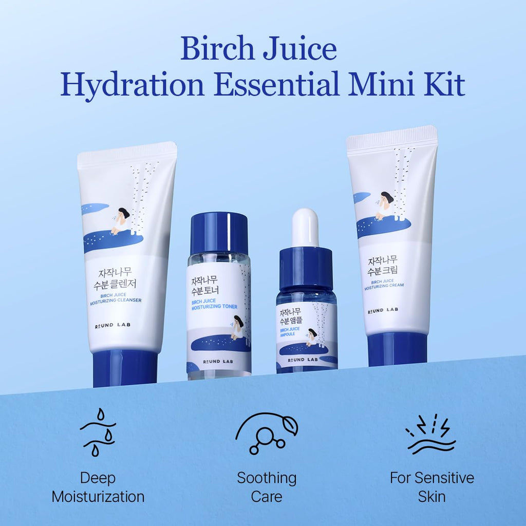 ROUND LAB Birch Juice Moisturizing Mini Kit – 4-Step Travel Skincare Set