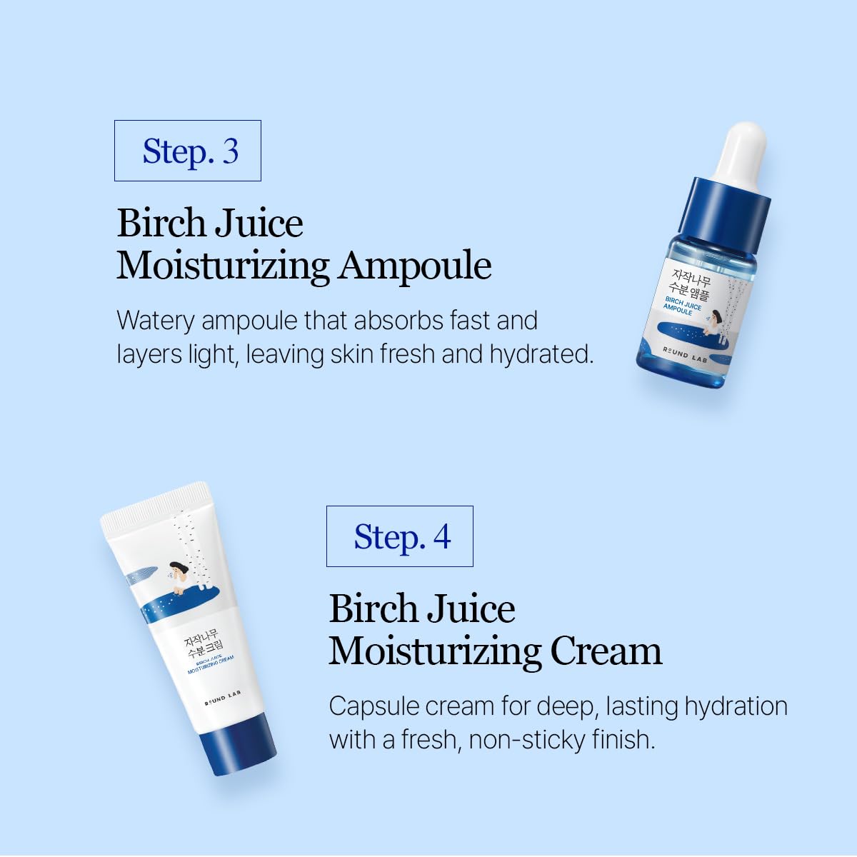 ROUND LAB Birch Juice Moisturizing Mini Kit – 4-Step Travel Skincare Set