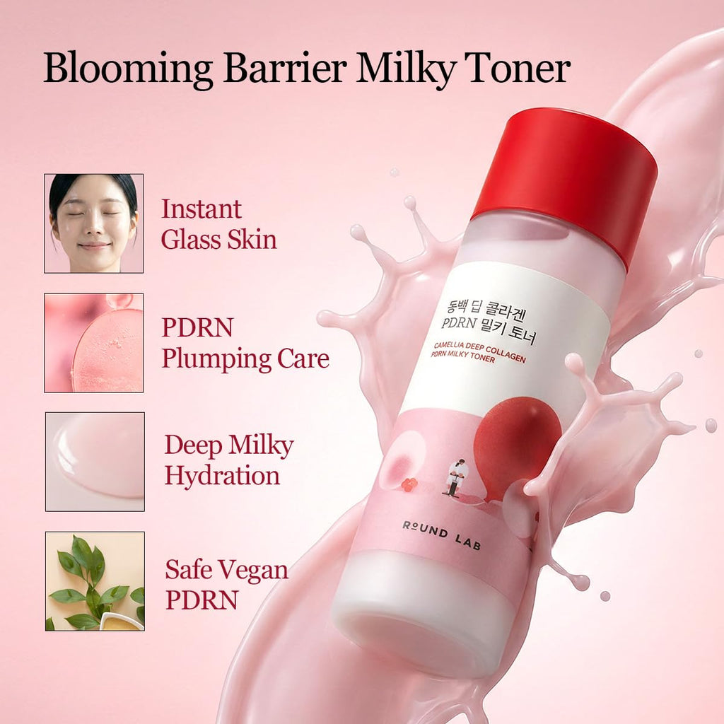 ROUND LAB Camellia Collagen PDRN Milky Toner – Hydrating Glass Skin Toner