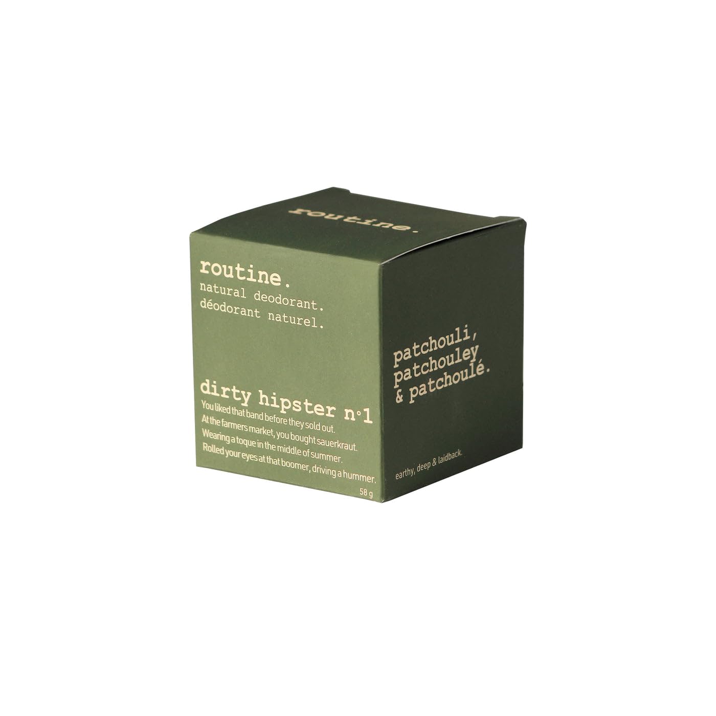 Routine Patchouli Aluminum Free Natural Deodorant 58g for Sensitive Skin | Patchouli & Patchouley (DIRTY HIPSTER NO.1 Jar)