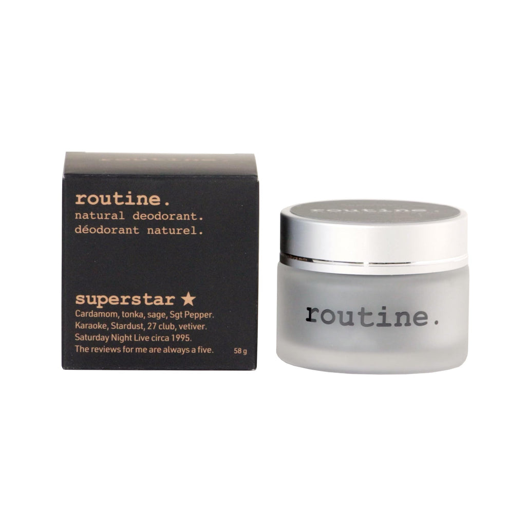Routine Superstar Natural Deodorant for Sensitive Skin — Charcoal Formula, Tonka & Rosalina (2 oz)