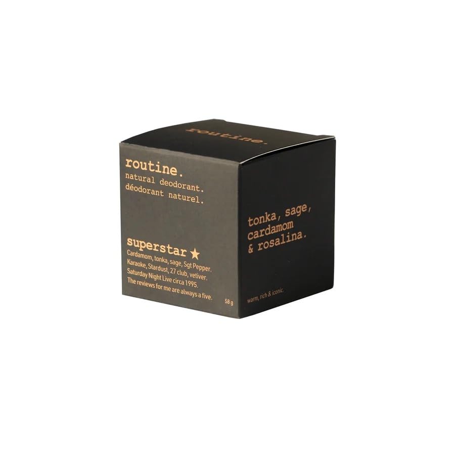 Routine Superstar Natural Deodorant for Sensitive Skin — Charcoal Formula, Tonka & Rosalina (2 oz)
