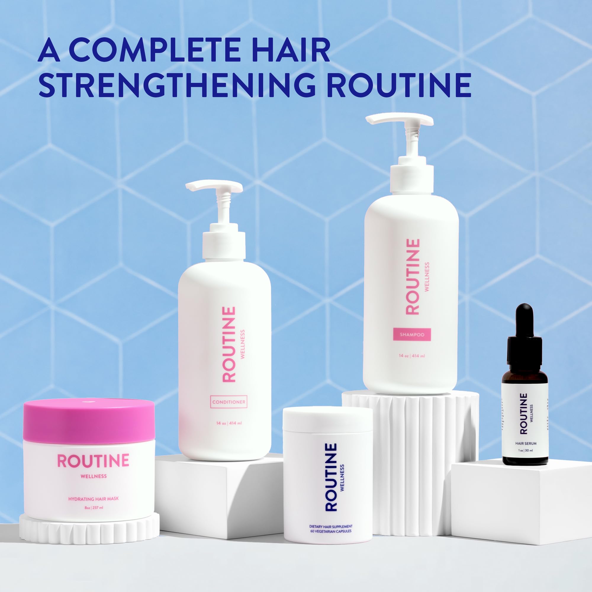 Routine Wellness Anti-Thinning Shampoo - Biotin + DHT Blocker for Women & Men, Color Safe, Jasmine & Rosewater 14oz