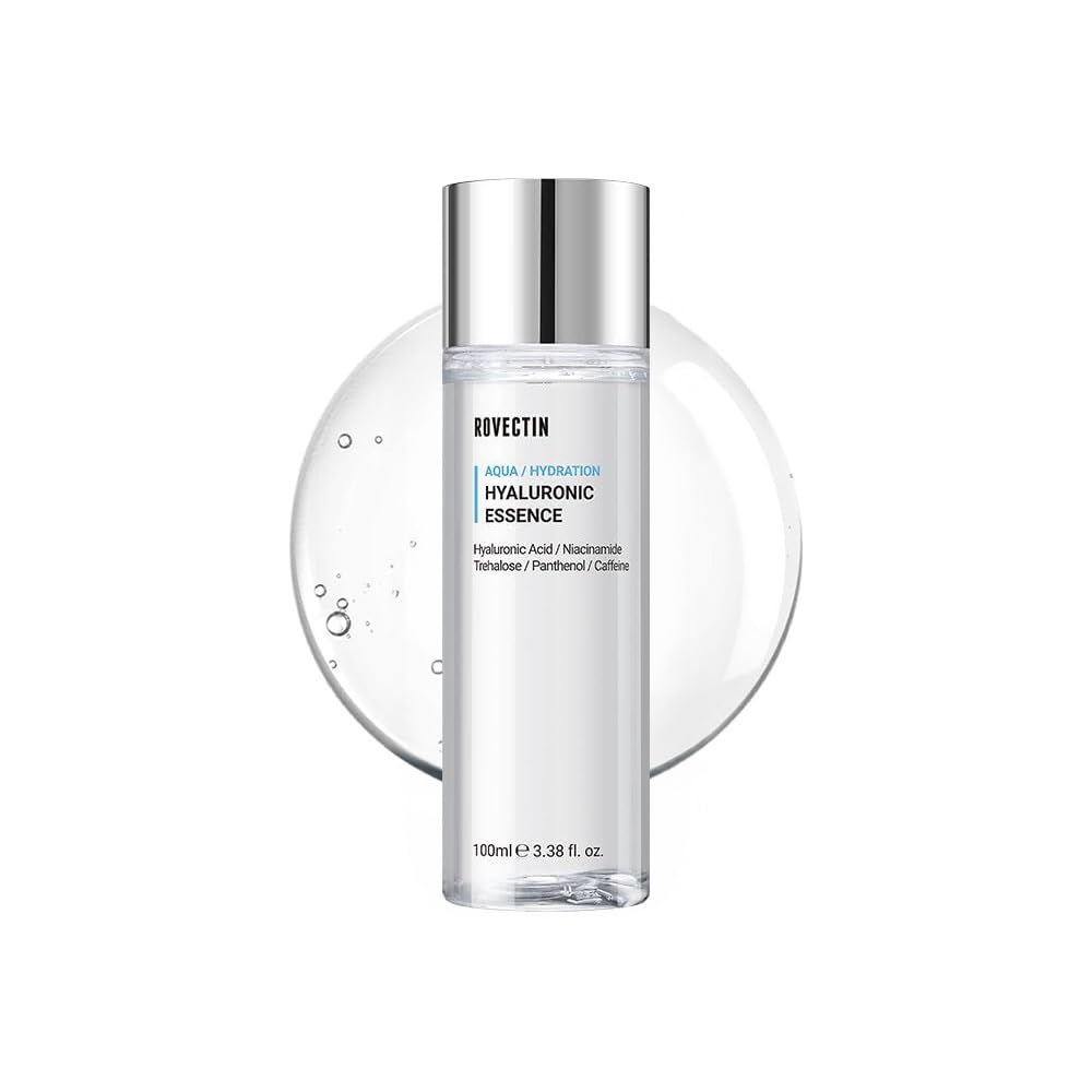 ROVECTIN Aqua Hyaluronic Essence – Hydrating Toner & Essence with 7-Layer Hyaluronic Acid Complex & Niacinamide | Vegan Korean Skincare (3.38 fl oz)