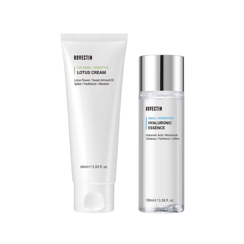 ROVECTIN 2-Step Hydrating & Calming Set – Aqua Hyaluronic Essence + Calming Lotus Cream