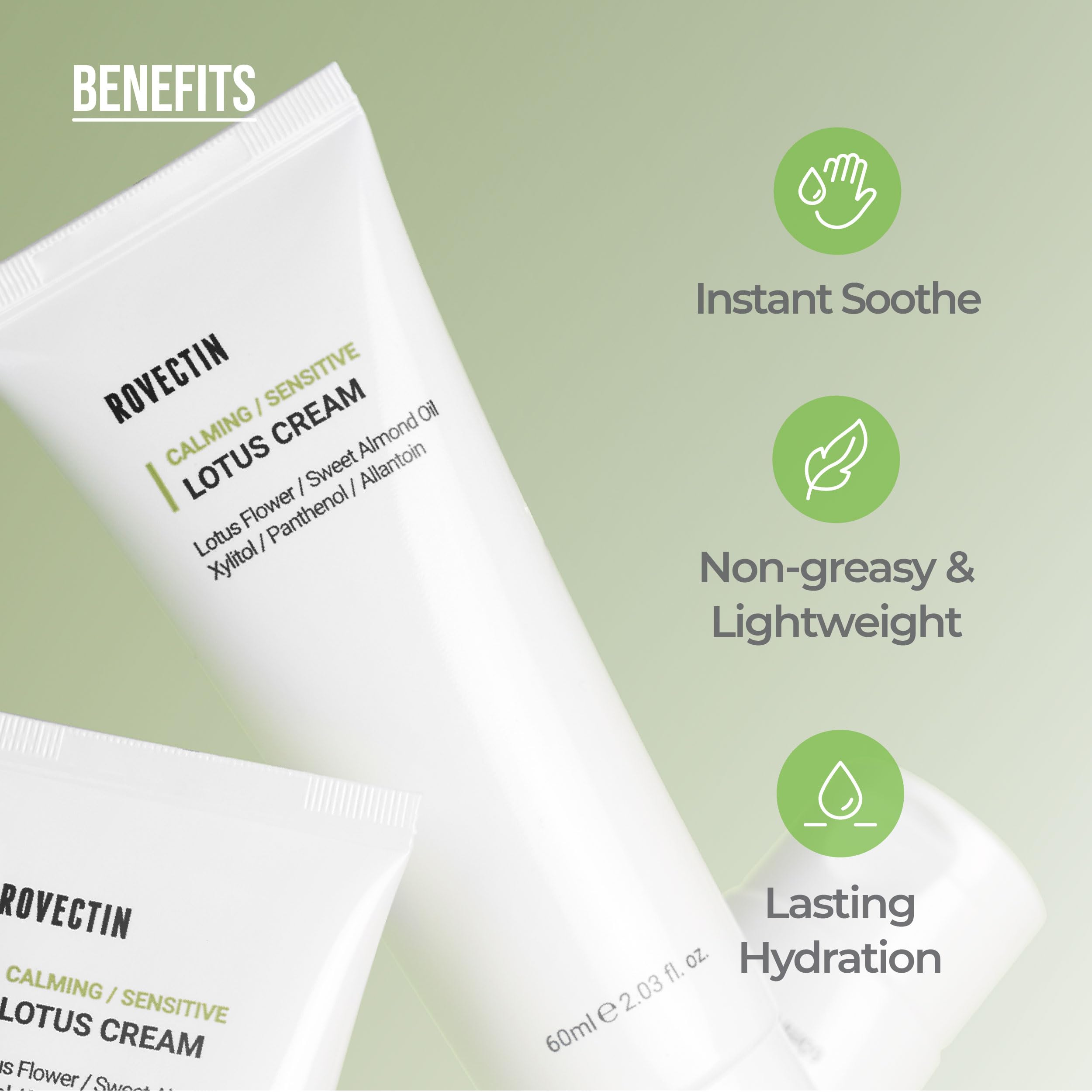 ROVECTIN 2-Step Hydrating & Calming Set – Aqua Hyaluronic Essence + Calming Lotus Cream