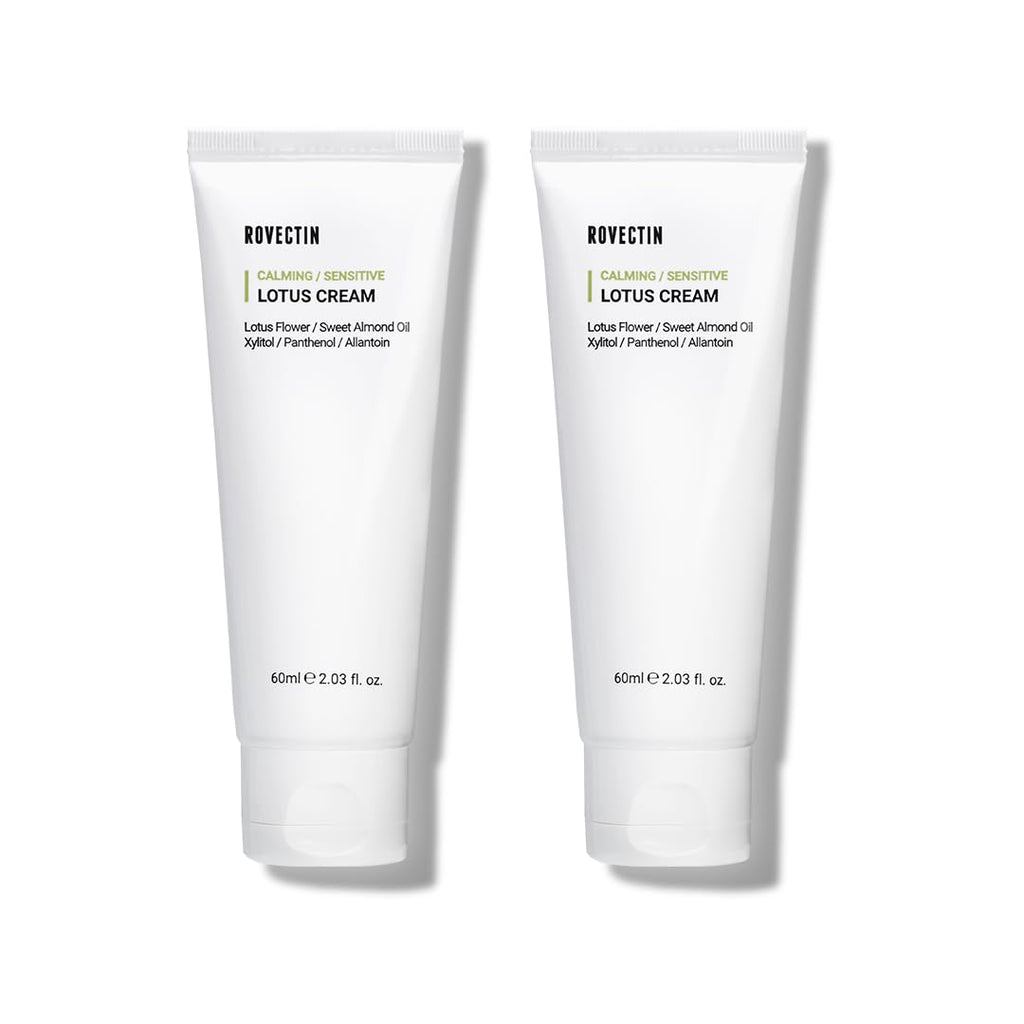 ROVECTIN Calming Lotus Water Cream – Lightweight Vegan Moisturizer for Oily/Combination Skin | 75% Lotus Water Extract | 2-Pack