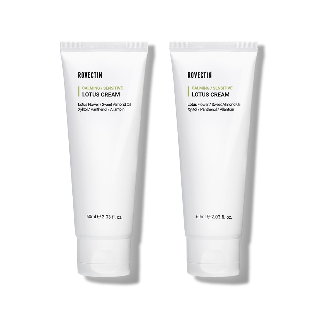 ROVECTIN Calming Lotus Water Cream – Lightweight Vegan Moisturizer for Oily/Combination Skin | 75% Lotus Water Extract | 2-Pack