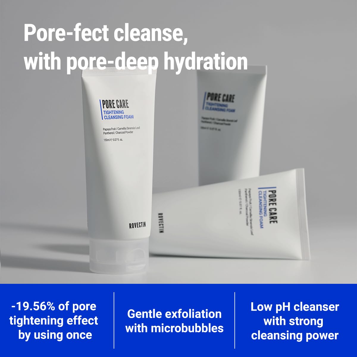 ROVECTIN Pore Tightening Cleansing Foam with Green Papaya & Charcoal