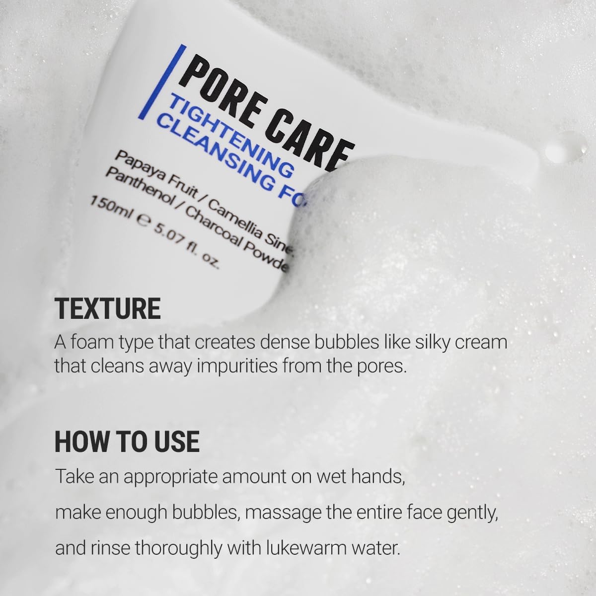 ROVECTIN Pore Tightening Cleansing Foam with Green Papaya & Charcoal