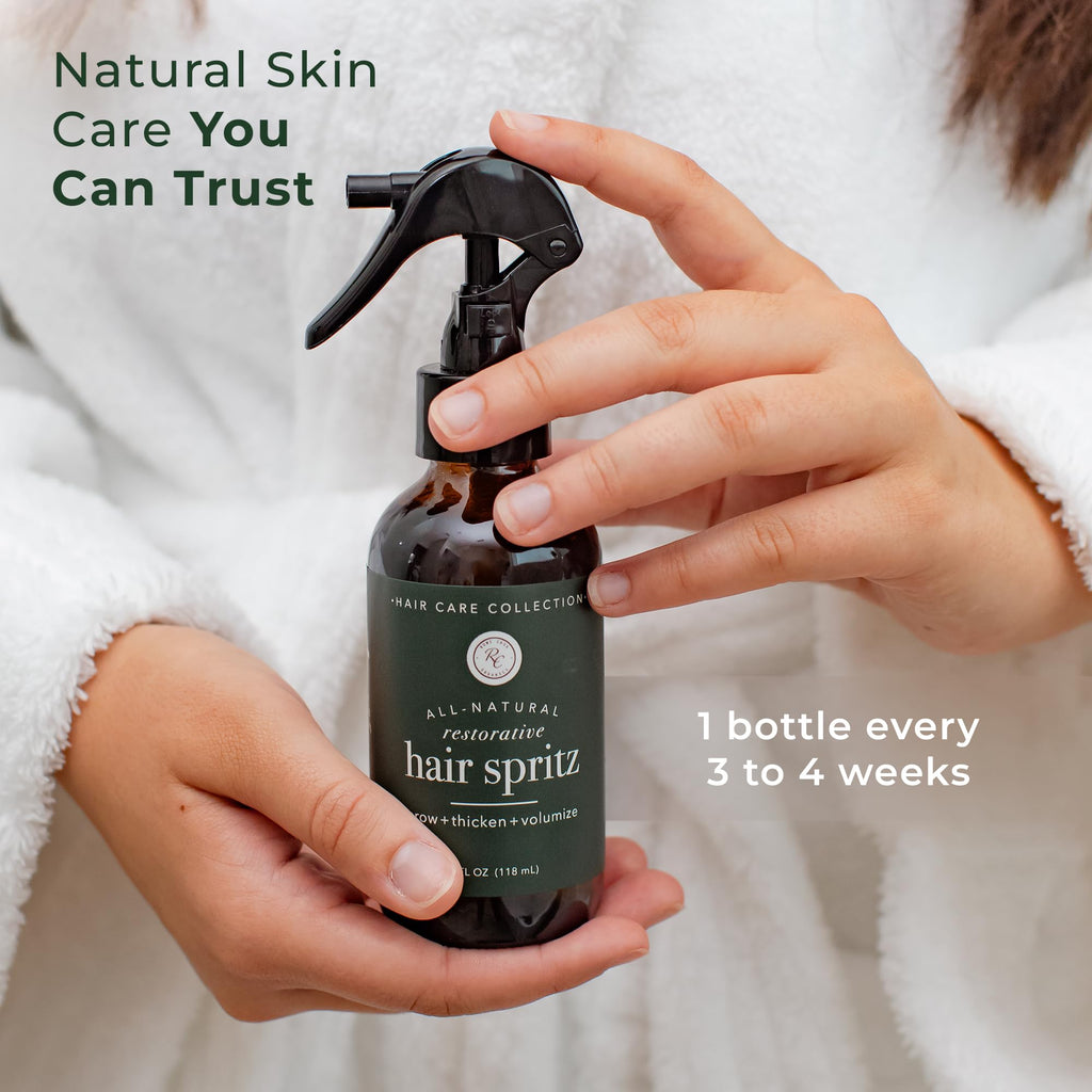 Rowe Casa Organics Restorative Hair Spritz with Witch Hazel & Essential Oils — Natural Hair Thickener, 4 Fl Oz