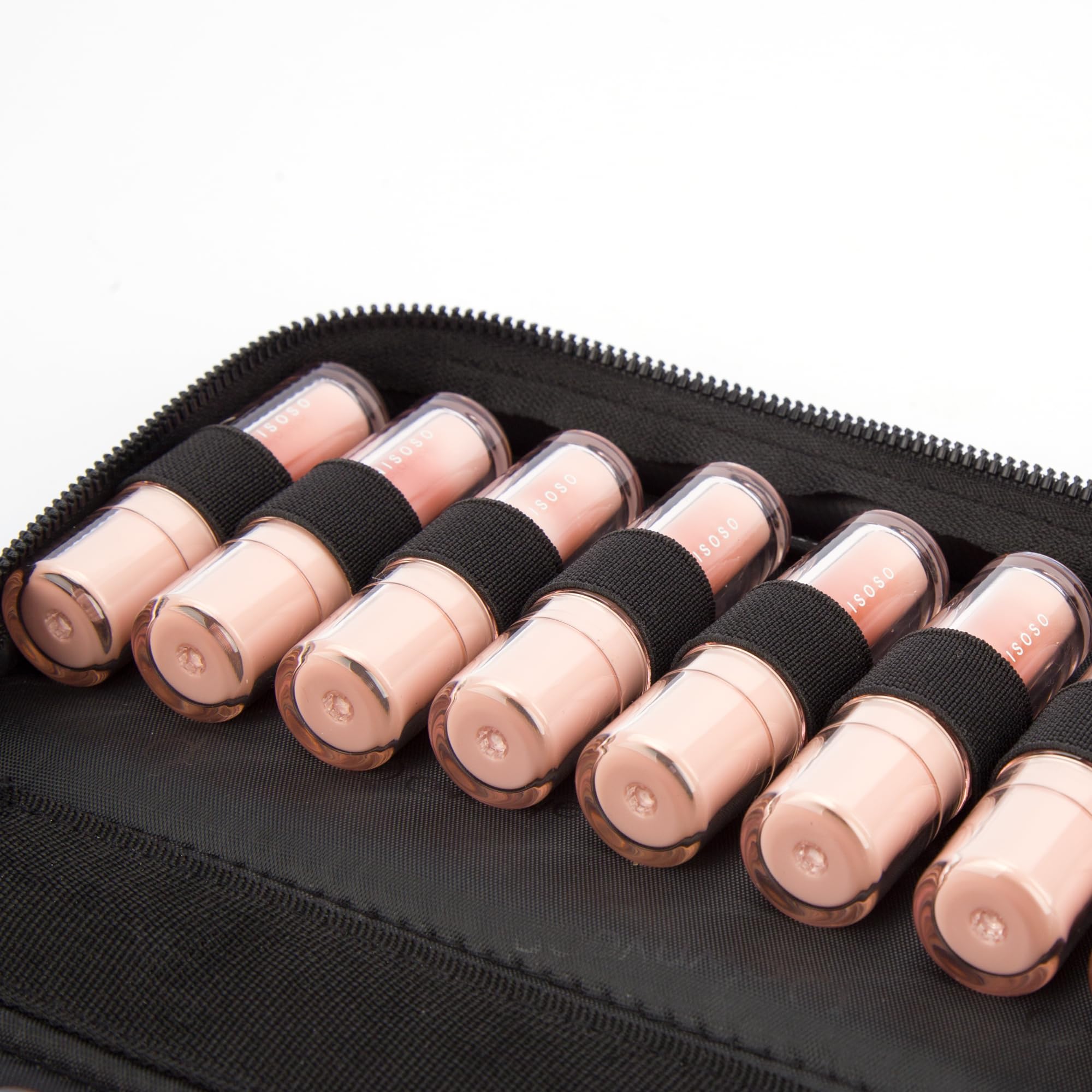 ROWNYEON Lipstick Organizer Bag — 16-Slot Short Lipstick Travel Case, Gold Zipper