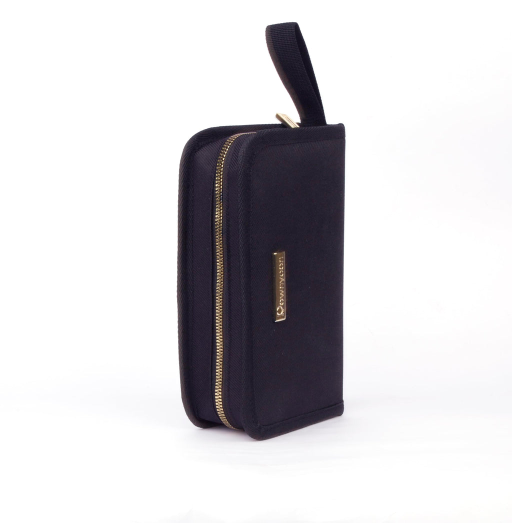ROWNYEON Lipstick Organizer Bag — 16-Slot Short Lipstick Travel Case, Gold Zipper