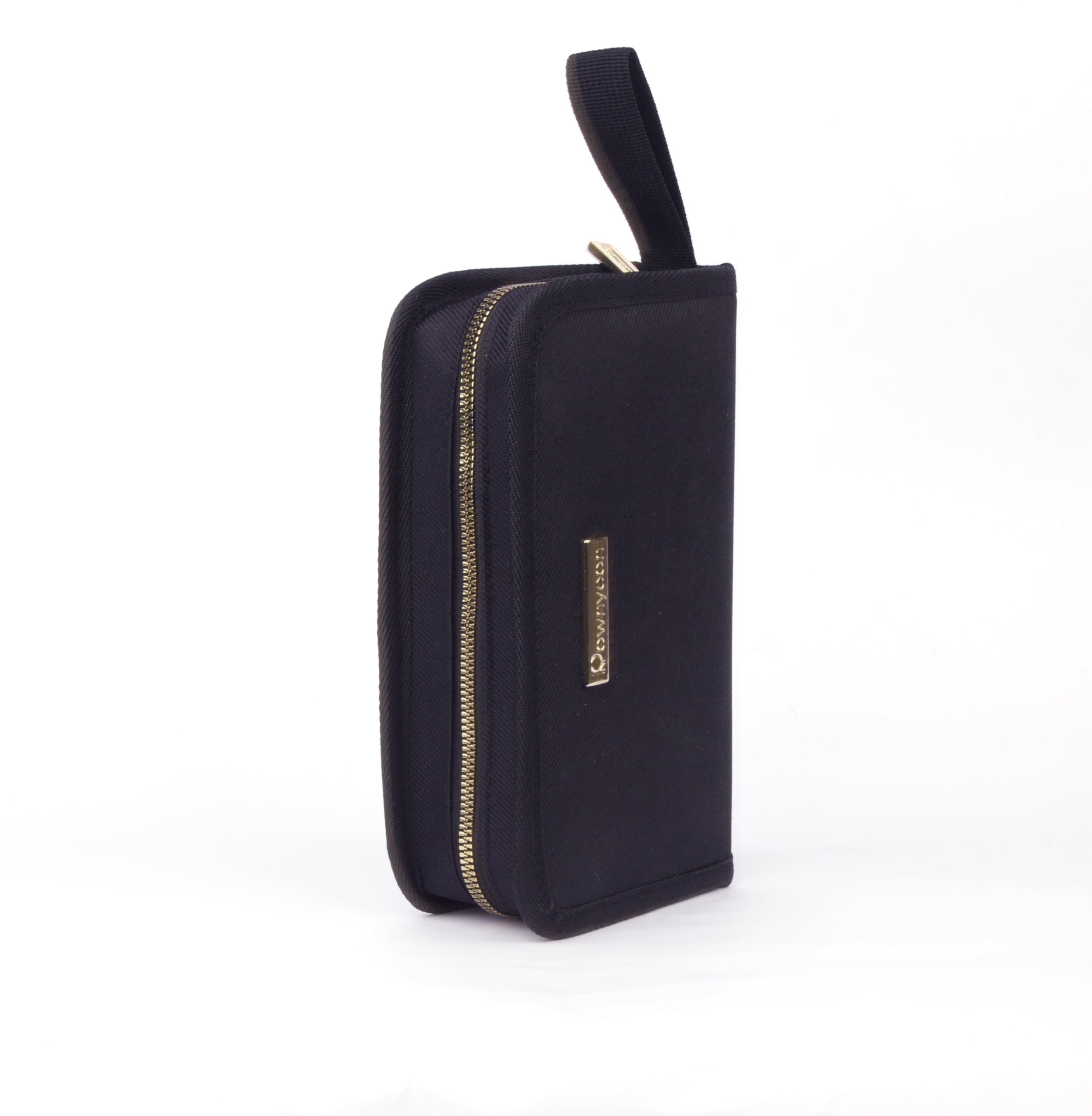 ROWNYEON Lipstick Organizer Bag — 16-Slot Short Lipstick Travel Case, Gold Zipper