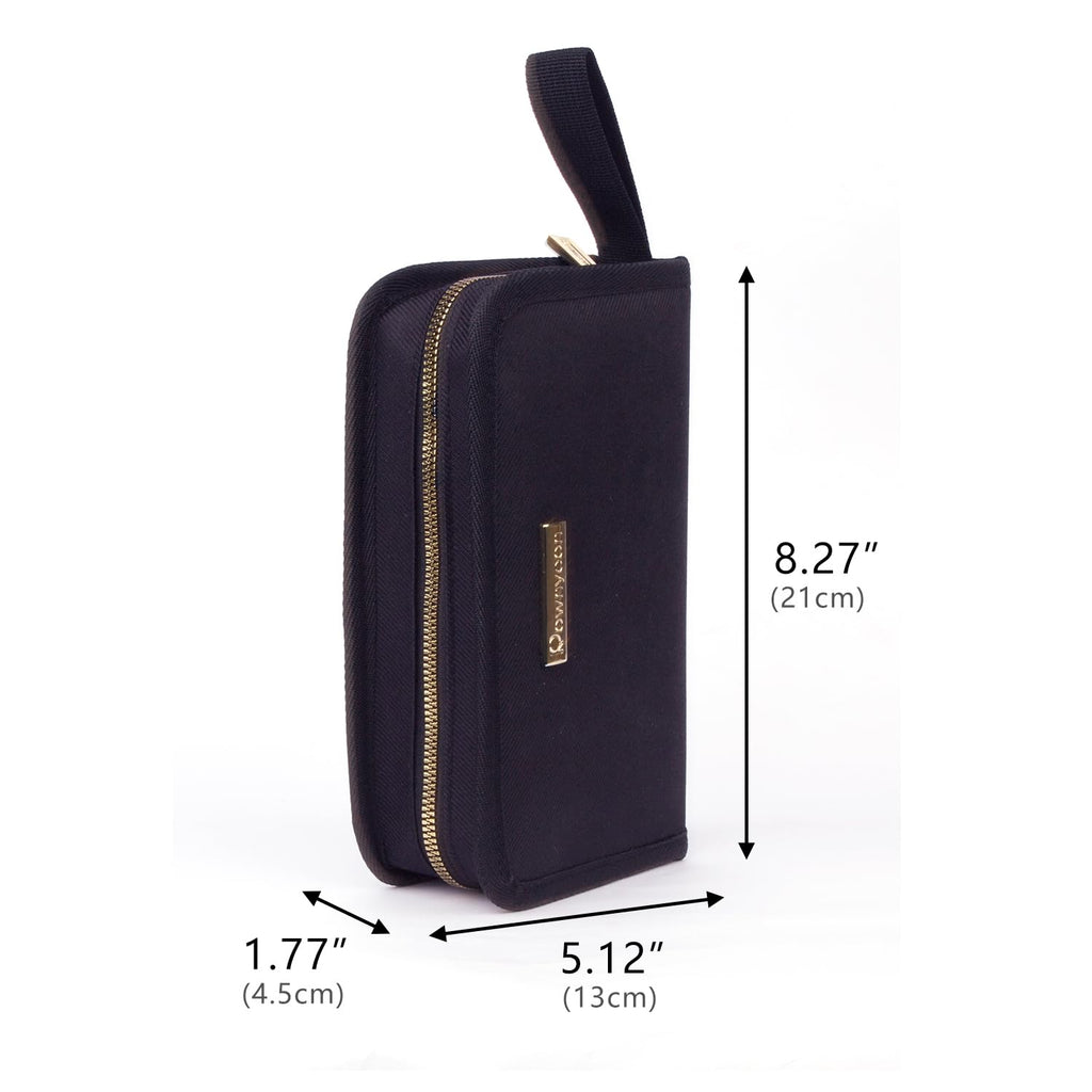 ROWNYEON Lipstick Organizer Bag — 16-Slot Short Lipstick Travel Case, Gold Zipper
