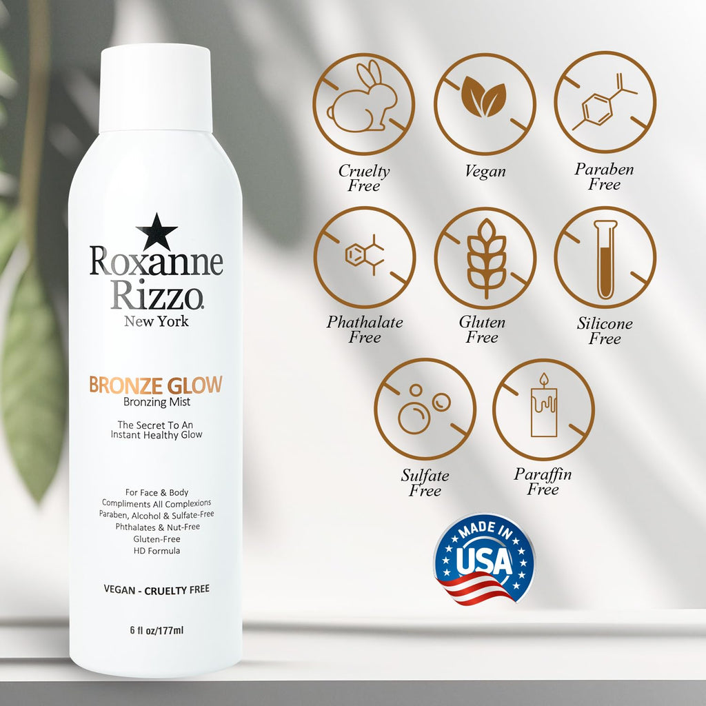 Roxanne Rizzo Bronze Glow Duo – Celebrity Choice Bronzer & Hydrating Mist (177ml + 100ml) – Face & Body