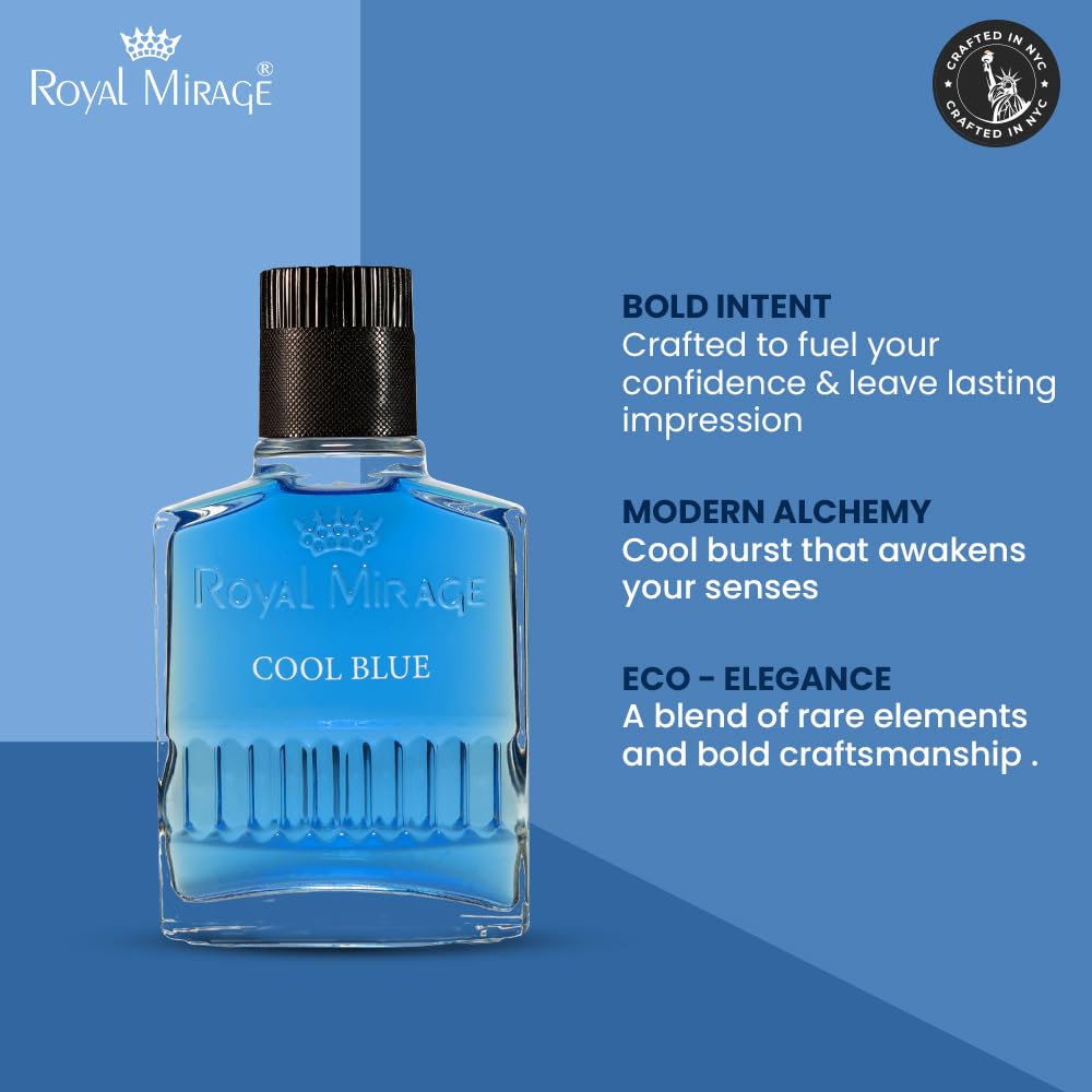 Royal Mirage Cool Blue Aftershave for Men – Ocean Fresh Post-Shave Lotion, 3.4 oz