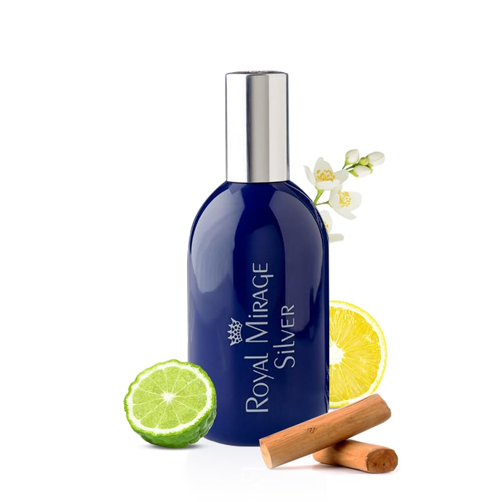 Royal Mirage Silver Eau de Cologne - Premium Floral & Woody Fragrance Spray 120ml | Authentic Heritage Scent