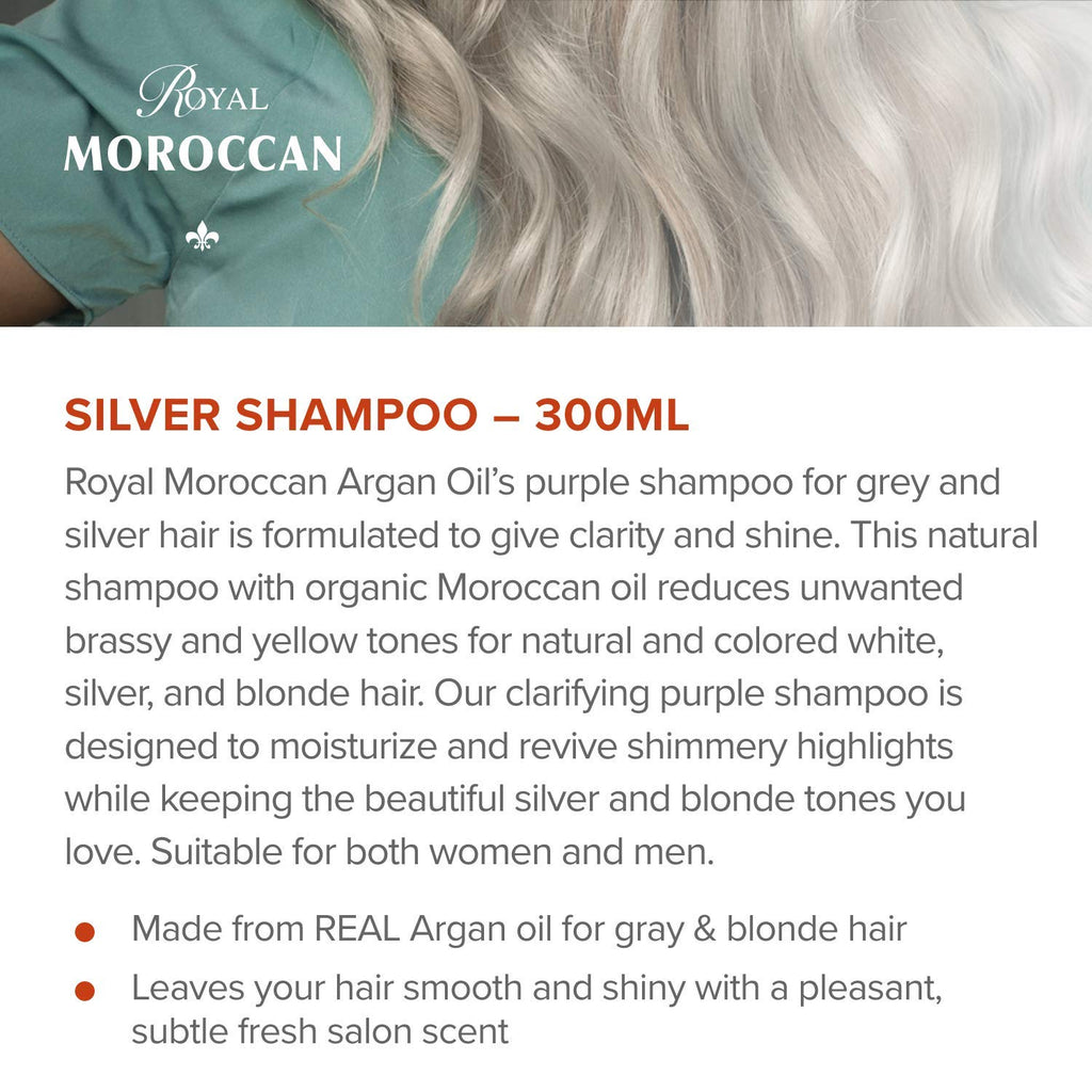 Royal Moroccan BEST SILVER SHAMPOO — Purple Shampoo for Blond & Grey Hair, Argan Oil, Paraben-Free
