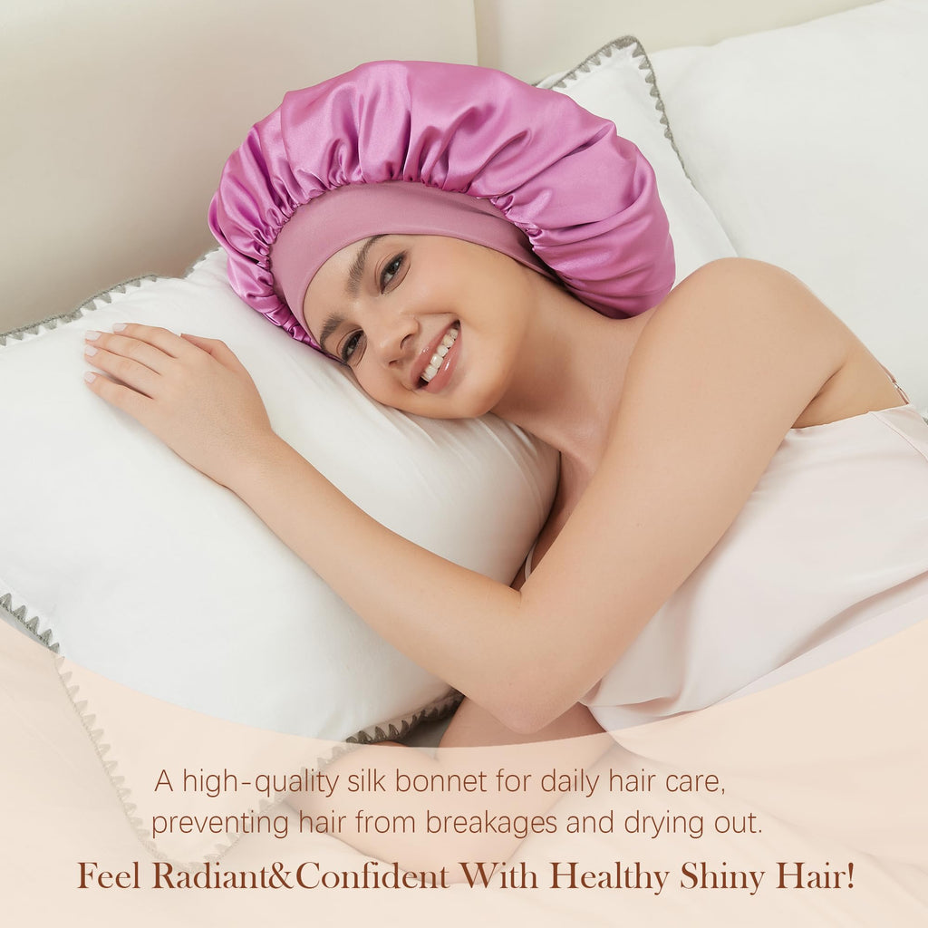 ROYBENS Silk Double-Layer Satin Sleep Bonnet – Large & Reversible