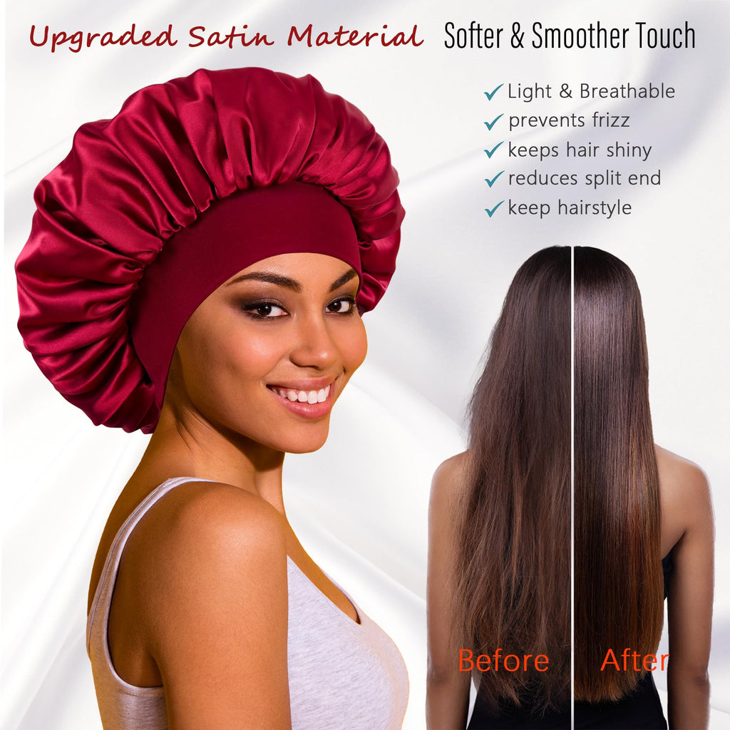 ROYBENS Silk Double-Layer Satin Sleep Bonnet – Large & Reversible