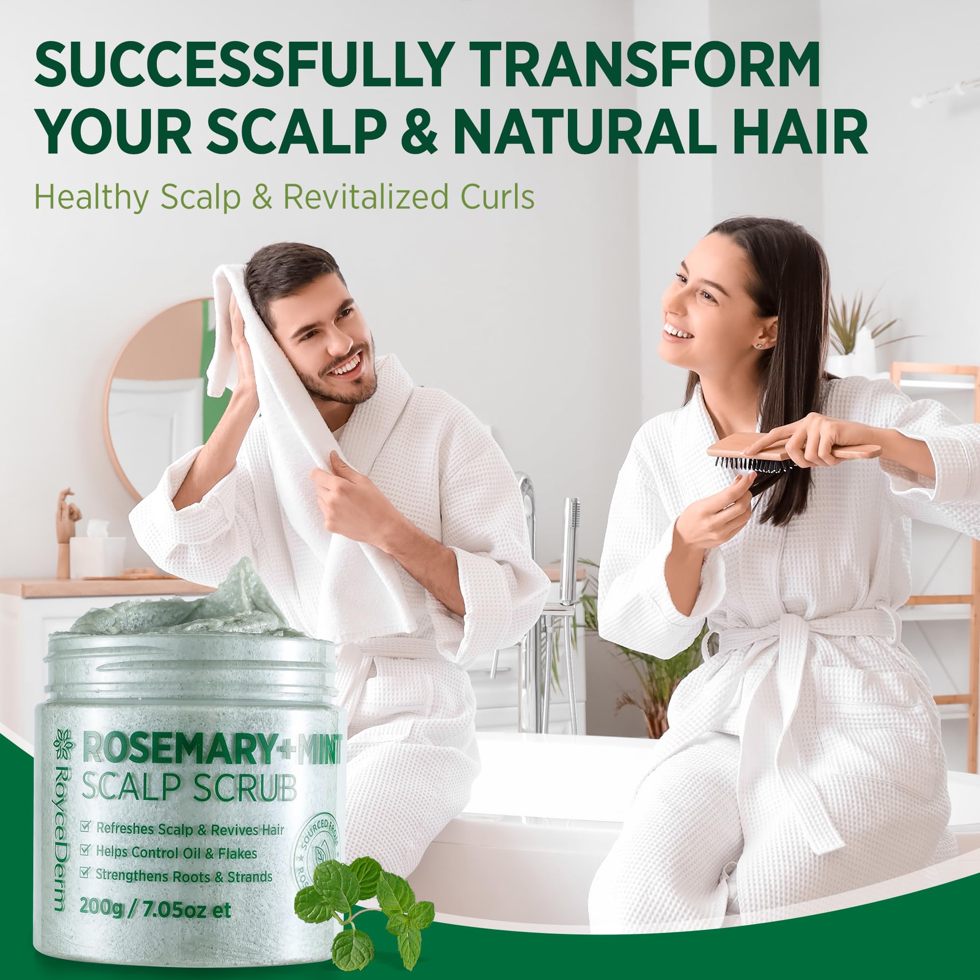 RoyceDerm Rosemary Mint Scalp Scrub – Clarifying Exfoliator for All Scalp Types