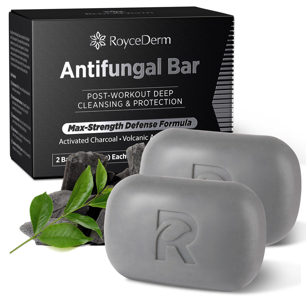 Roycederm Antifungal Soap for Active Skin – Medicated Bar with Tea Tree, Charcoal & Volcanic Ash