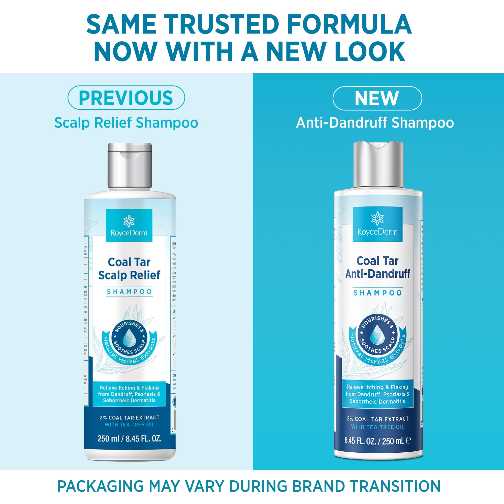 RoyceDerm Coal Tar Dandruff Shampoo - Extra Strength 2% Medicated Relief for Dandruff & Sensitive Scalps