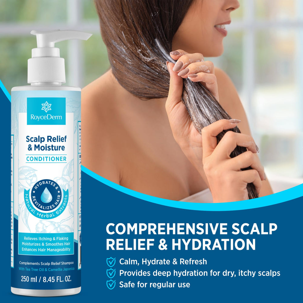 Roycederm Scalp Relief & Moisture Conditioner | Hydrating Jojoba, Aloe Vera & Camellia Oil