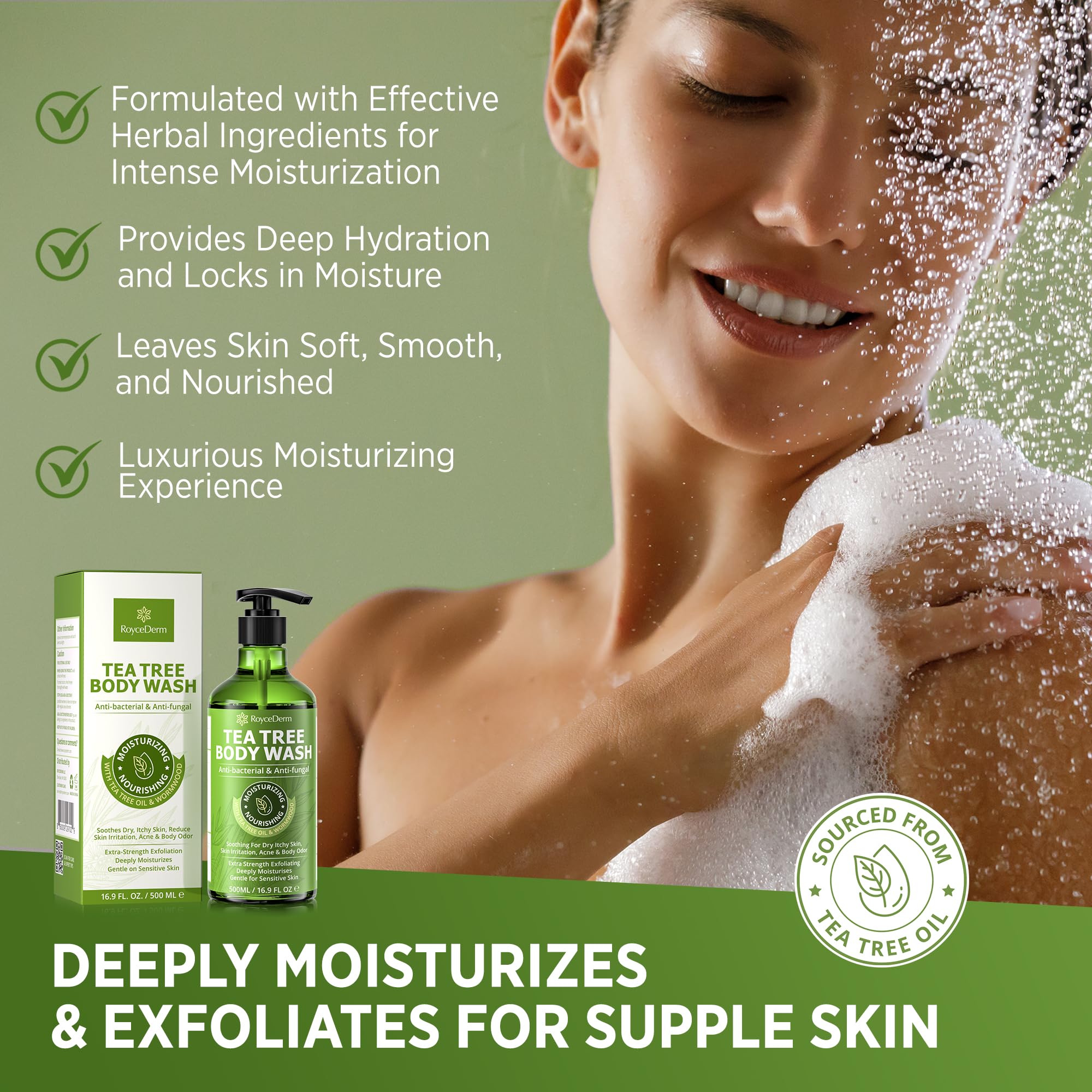 Roycederm Antifungal Body Wash & Soap with Tea Tree Oil – 2 Pack