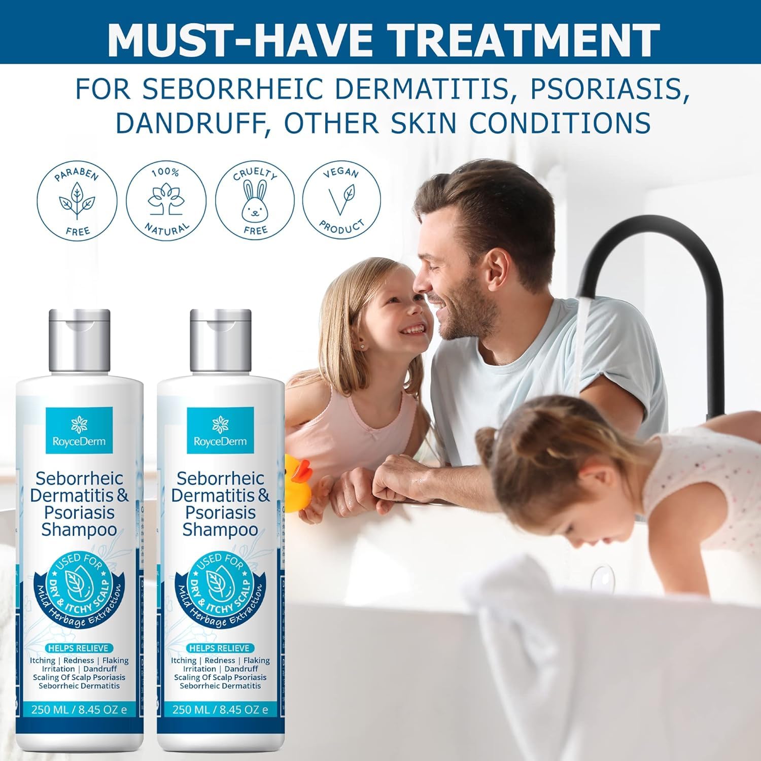 Roycederm Psoriasis & Seborrheic Dermatitis Shampoo – Itch Relief & Flake Control