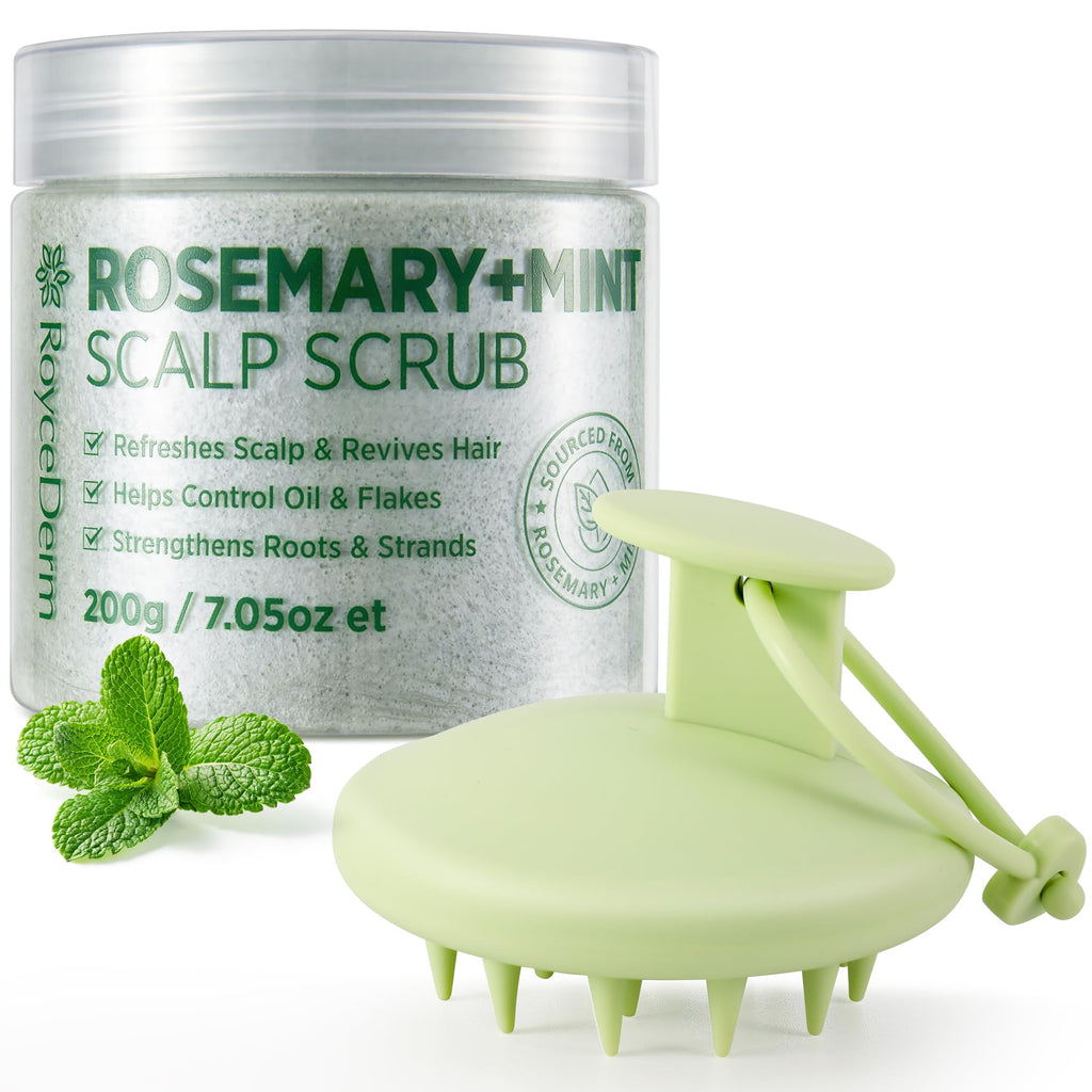 RoyceDerm Rosemary Mint Scalp Scrub – Clarifying, Cooling Exfoliator for All Scalp Types