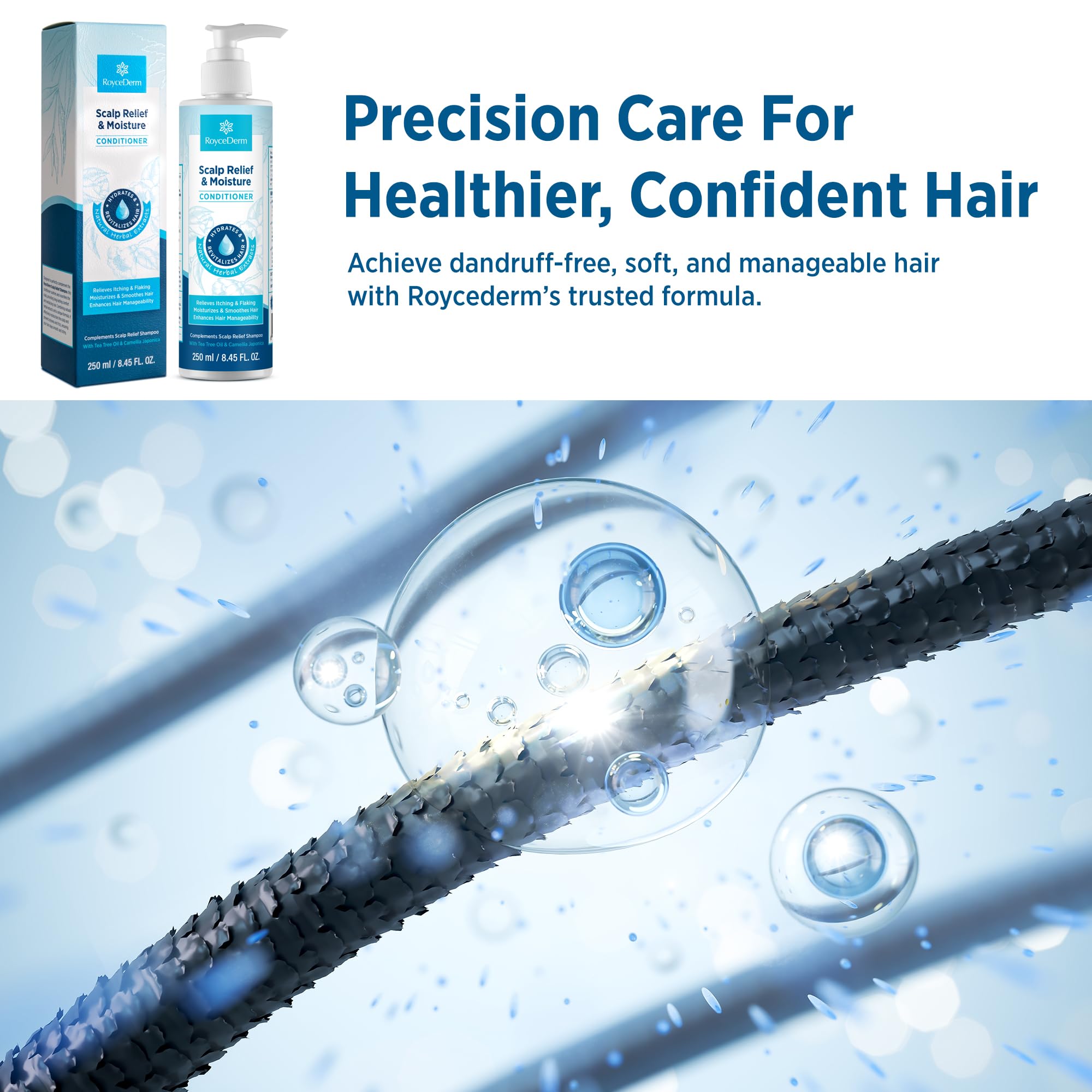 Roycederm Scalp Relief & Moisture Conditioner | Hydrating Jojoba, Aloe Vera & Camellia Oil