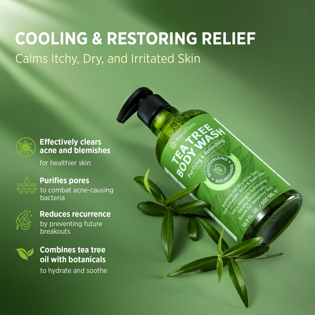 Roycederm Antifungal Tea Tree Body Wash & Soap – Antibacterial Cleanser for Skin