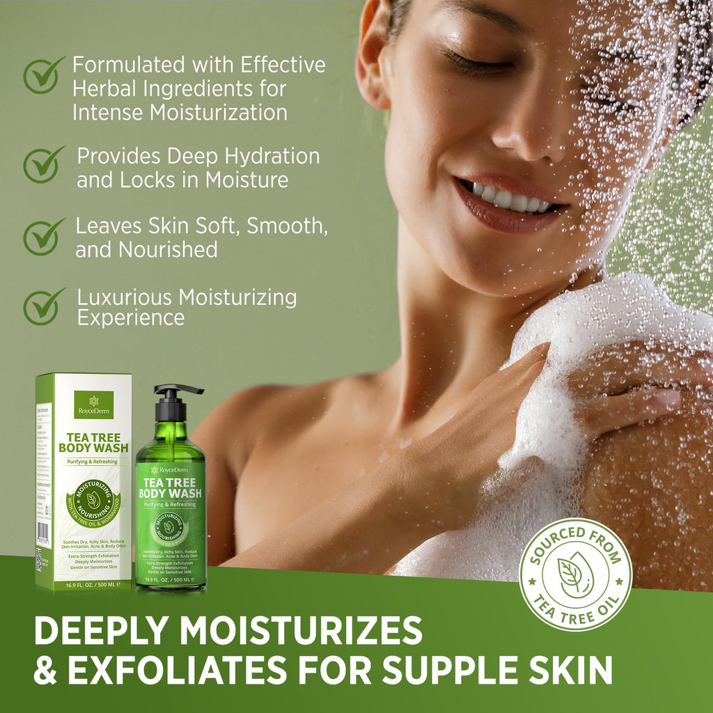 Roycederm Antifungal Tea Tree Body Wash & Soap – Antibacterial Cleanser for Skin