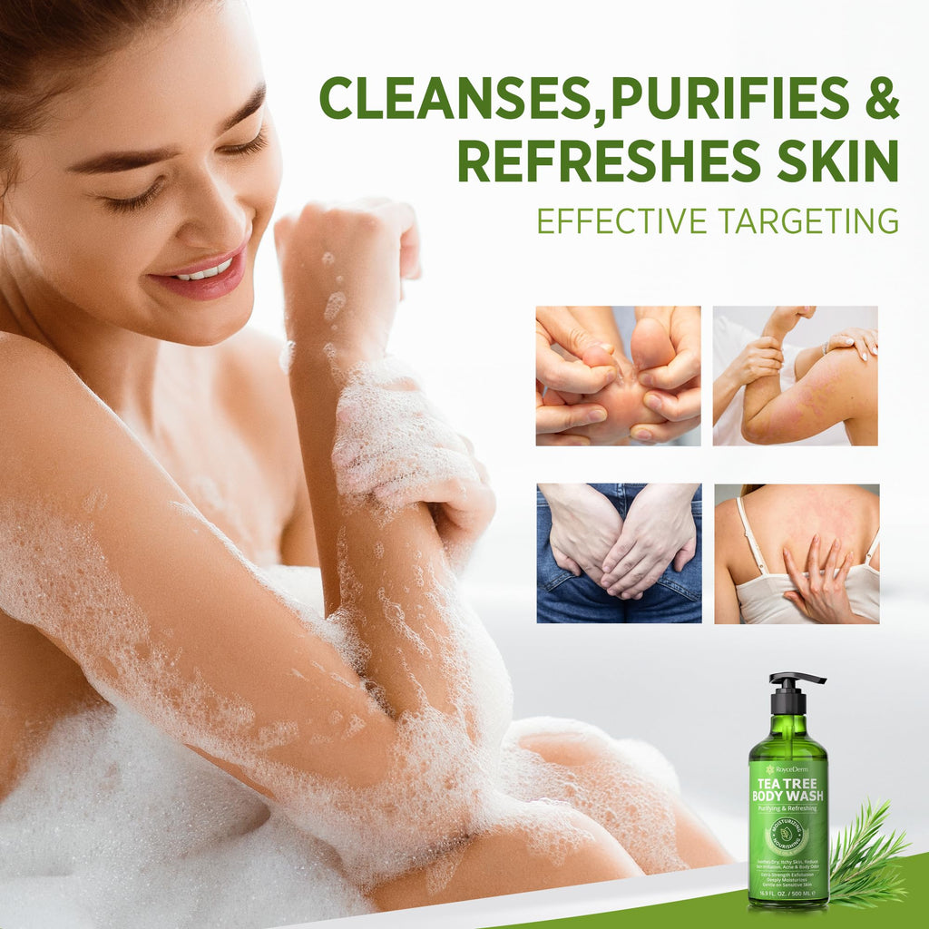 Roycederm Antifungal Tea Tree Body Wash & Soap – Antibacterial Cleanser for Skin