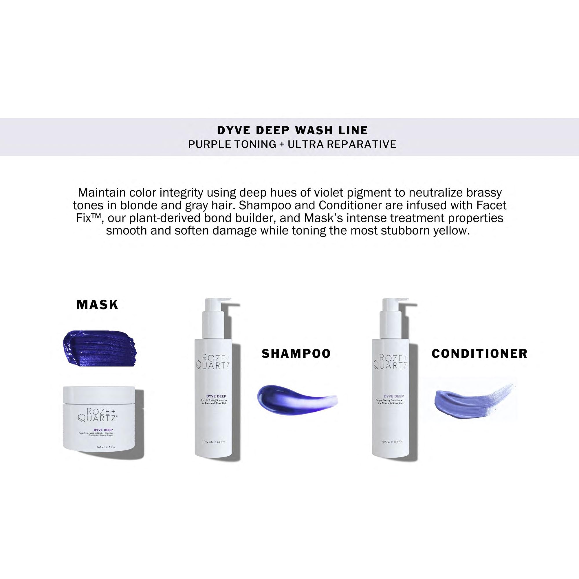 Roze + Quartz Dyve Deep Conditioner – Purple Toner for Blonde & Silver Hair (8.5oz)