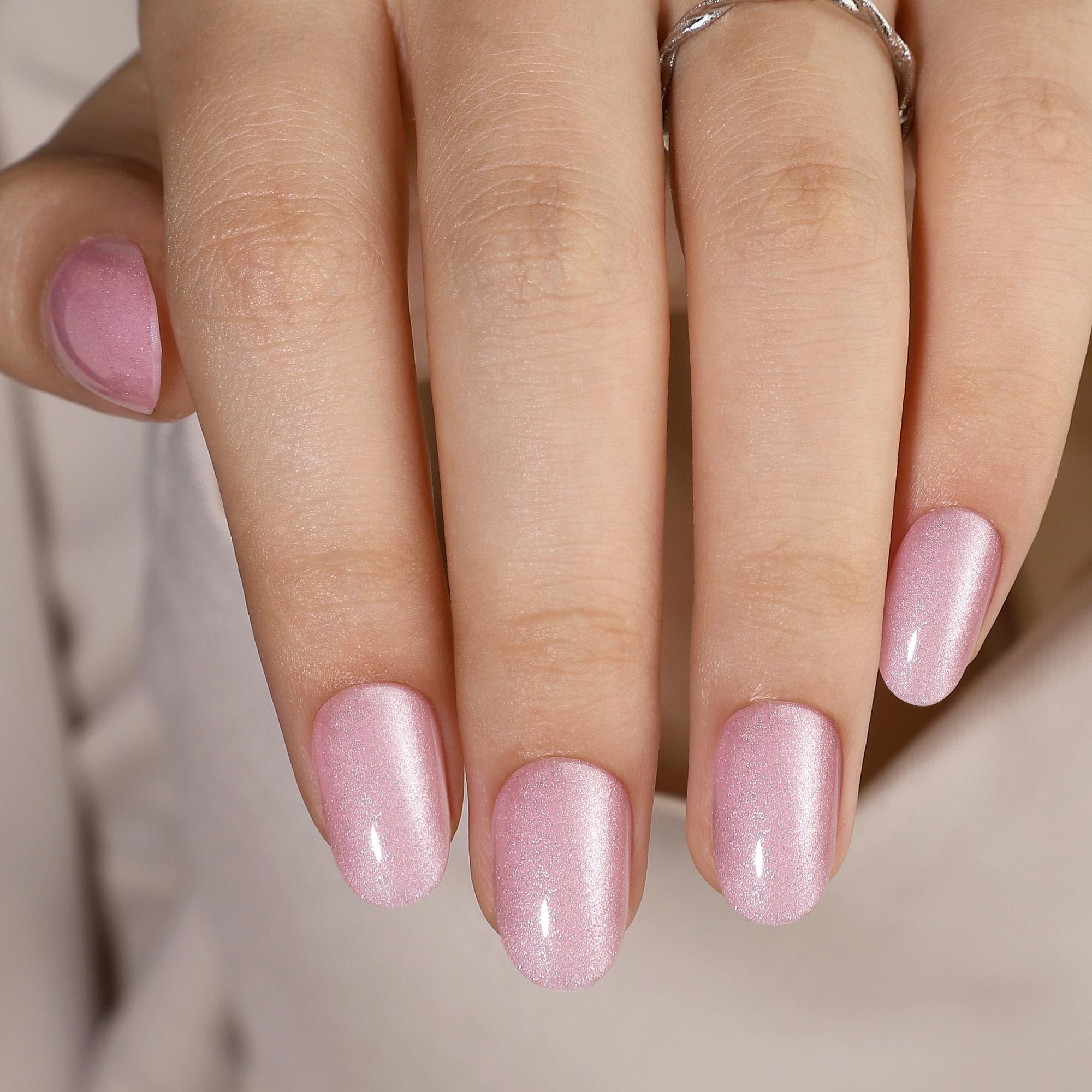 RPNZL Press On Nails - Blush | Short Oval UV Finish, 32 Nails, 16 Sizes Kit