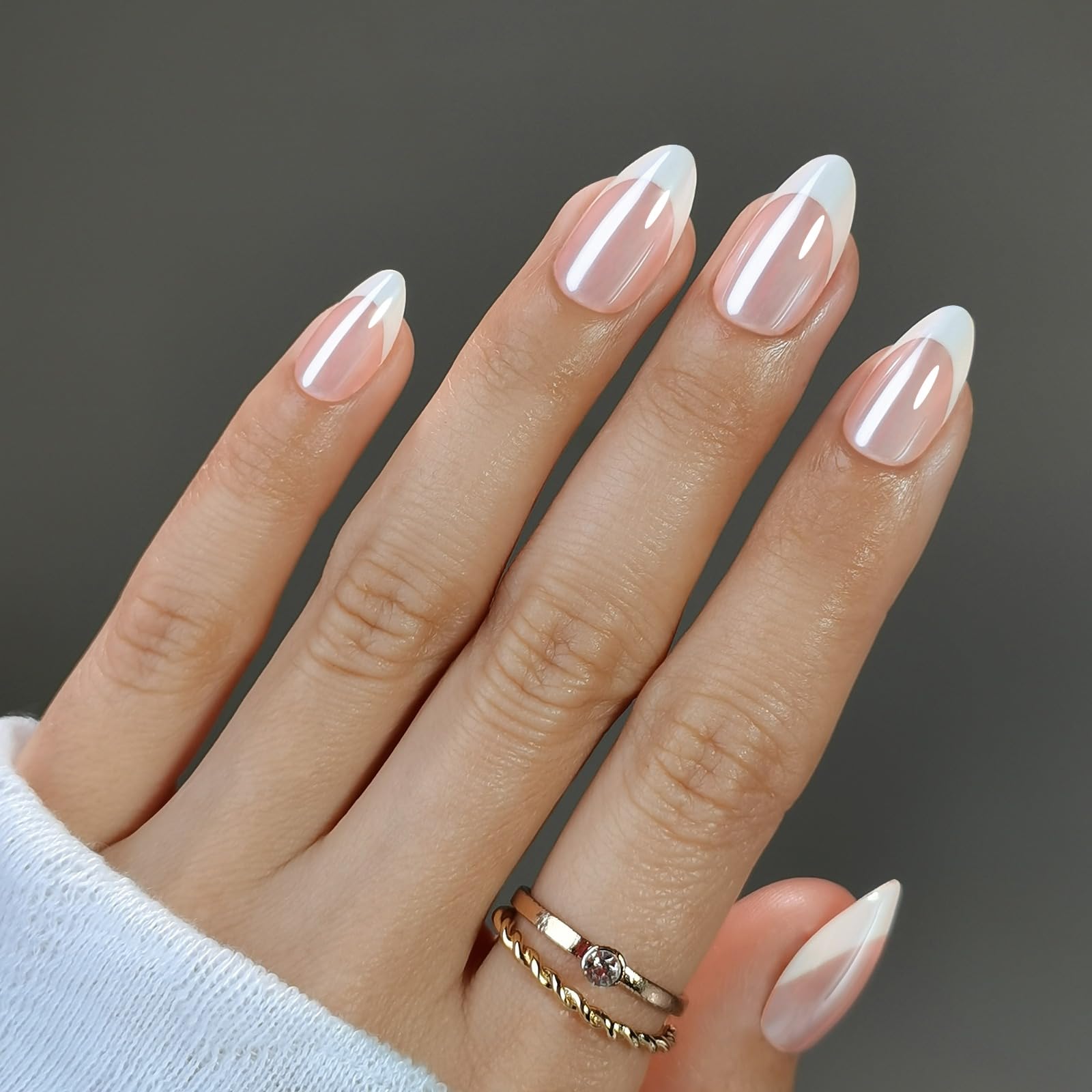 RPNZL French Tip Press-On Nails – French Toast Kit | 32 Nails, 16 Sizes, Glossy Finish